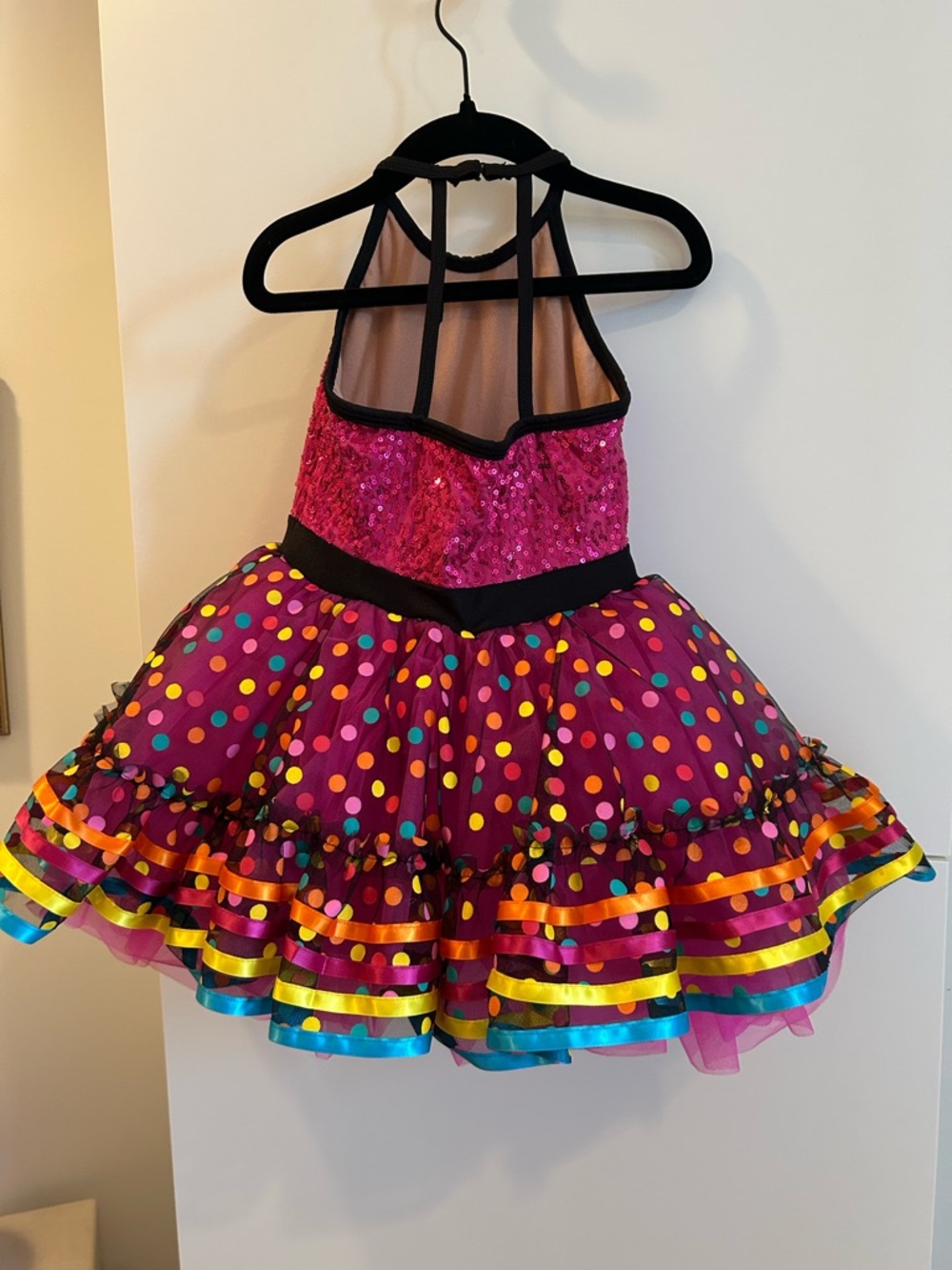 Revolution Hot Pink Sequin Polka Dot Performance Tutu Dance Dress - Size SC - Picture 8 of 14